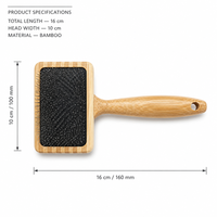 Brosse démêlante pour animaux de compagnie avec manche en bambou et aiguilles en acier, pour chiens et chats à poils longs et moyens, avec trou de suspension