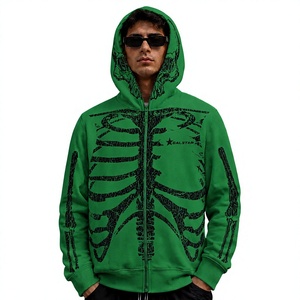 Wholesale Premium Quality Fabric <b>Skeleton</b> Sublimation Print <b>Hoodie</b> Custom Graphic Halloween Gothic Hooded Sweatshirt Manufacture - Product Image 1