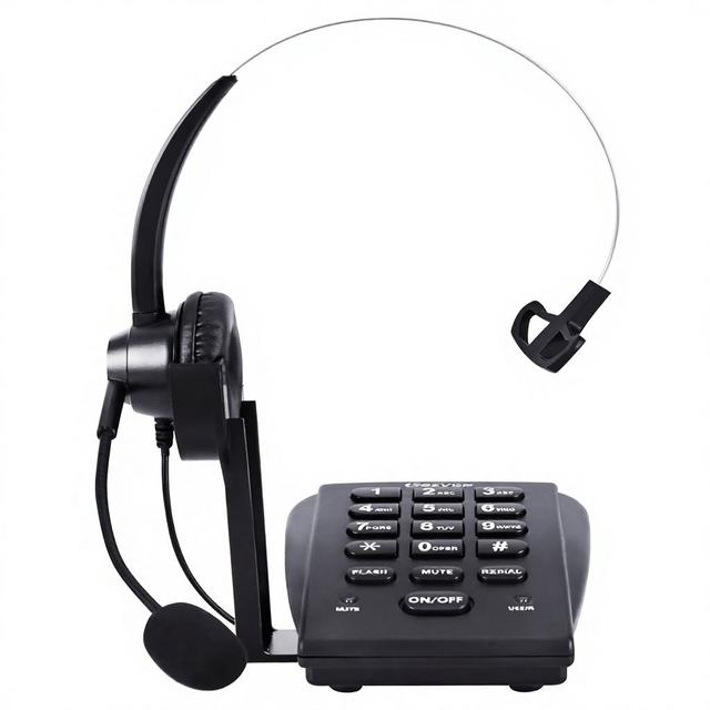 Call Center Headset Telephone Dial Pad with Noise Cancelling Mic Analog Dialer Phone for Office Telemarketing TC200+F750