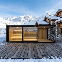 Sauna combiné moderne avec poêle, cabine de sauna extérieure pour 4 personnes, construction en bois massif, chauffage électrique, Bluetooth