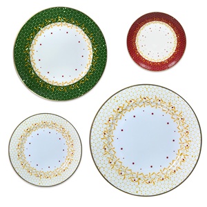 2025 New Product Ceramic Christmas Decoration Plate Gold Rimmed Christmas <b>Dinnerware</b> <b>Sets</b> Porcelain - Product Image 5