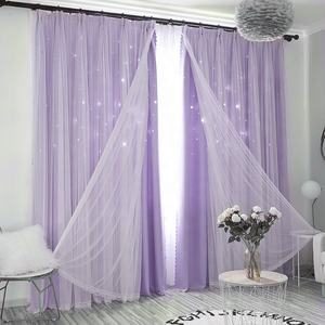 Tenda di colore puro stile tacchino doppio strato cavo stella tessuto <span class=keywords><strong>tende</strong></span> di pizzo per camera da letto dei bambini - Product Image 6