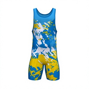 Unisex gesublimeerde worstel singlet met gekruiste hals, geometrisch print, vochtregulerend, ademend, regular fit, geschikt voor alle seizoenen - Product Image 1