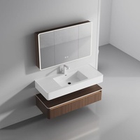 Meuble de salle de bain mural minimaliste standard d'hôtel, double couche en contreplaqué