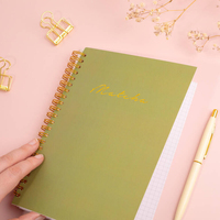 Carnet à spirale personnalisé avec estampage à chaud doré, journal esthétique pastel à reliure spirale, joli agenda quadrillé, papeterie scolaire et de bureau