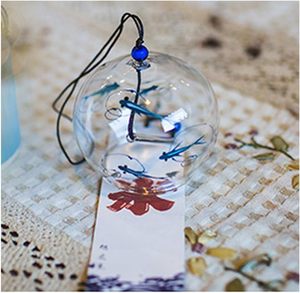 Carillon à vent rond japonais et clochettes éoliennes en verre faites à la main, motif poisson bleu, provenant de Chine - Product Image 4