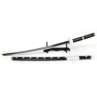 Ensemble de 3 katanas d'anime pour cosplay, épées de samouraï décoratives, lame noire avec différents poignées, accessoires de collection