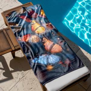 Beach <strong>Towel</strong> Classic Butterfly Print for Bathroom Absorbent Quick Dry Beach <strong>Towel</strong> Custom Soft Shower <strong>Towel</strong> for Travel - Product Image 3