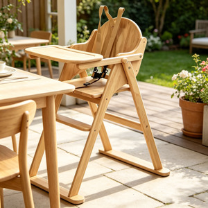 Silla de Comedor Plegable de Madera para Bebé, Elegante Silla de Comedor Multifuncional de Madera Maciza para Niños - Product Image 2