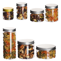 Vente directe d'usine 71mm 50 80 100 120 180 200 250 300 400 500ml Pot de nourriture pour biscuits au miel avec couvercle Pot en plastique d'épices PET transparent