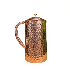 Pichet à eau en cuivre martelé fait main, style vintage, avec motif floral, 1,7 L, écologique, pour boissons et service de mariage - Product Image 6