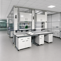 Table de travail de laboratoire clinique en résine époxy anti-corrosion avec armoire supérieure, mobilier de laboratoire