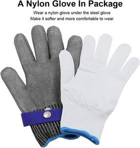 Gants en <span class=keywords><strong>maille</strong></span> métallique en acier inoxydable résistants à la coupure de niveau 9, durables, antirouille, pour <span class=keywords><strong>boucher</strong></span>, cuisine, coupe, protection lourde - Product Image 6