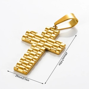 1 pièce Pendentif Croix Catholique Texturé en Acier Inoxydable pour Hommes et Femmes, Doré, Vintage, Religieux, Amulette de Prière de Jésus, Bijoux Cadeaux - Product Image 2