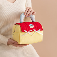Trousse de Maquillage Mignonne Grande Capacité Portable Motif Nœud Dopamine Sac de Rangement Ouvert en Nylon Cadeau Amusant