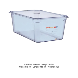 Bac alimentaire ABS GN 1/2 32,5 × 26,5 × 20 h cm, 11,35 L, sans couvercle, -40/+80 ° C Araven - Product Image 3