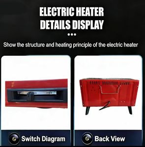 Calentador Eléctrico de Tubo de Cuarzo Infrarrojo 1200W/2400W 220V, Construcción Metálica, Portátil, de Sobremesa, con Protección Antivuelco - Product Image 3