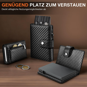 Portefeuille pour homme avec protection RFID, fin et pliable, en cuir microfibre, porte-cartes de crédit avec poche à monnaie zippée, capacité de 10 cartes - Product Image 4