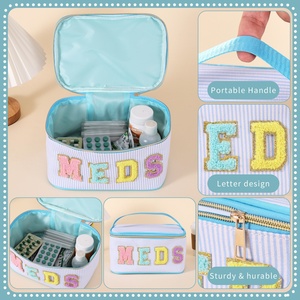 Sac de rangement multifonctionnel portable brodé avec lettres <span class=keywords><strong>MEDS</strong></span>, unisexe, grande capacité, ouverture large, fermeture à glissière - Product Image 1