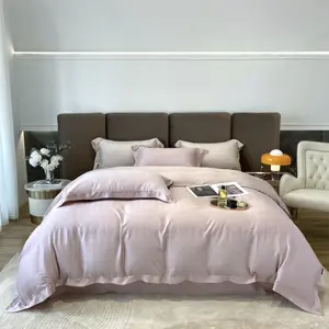 60s tencel conjunto de cama rosa cor de luxo, 4pc, lençol, conjunto