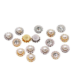 Double Layer Pearl Rhinestone <b>Buttons</b> Flower Shape Nickel Free DIY Jewelry Accessories - Product Image 5