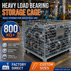 800*600*640 A/Model Heavy-duty Steel Warehouse Storage Cages Foldable <strong>Collapsible</strong> Forklift Shelving Tool Iron Cages Wholesale - Product Image 1