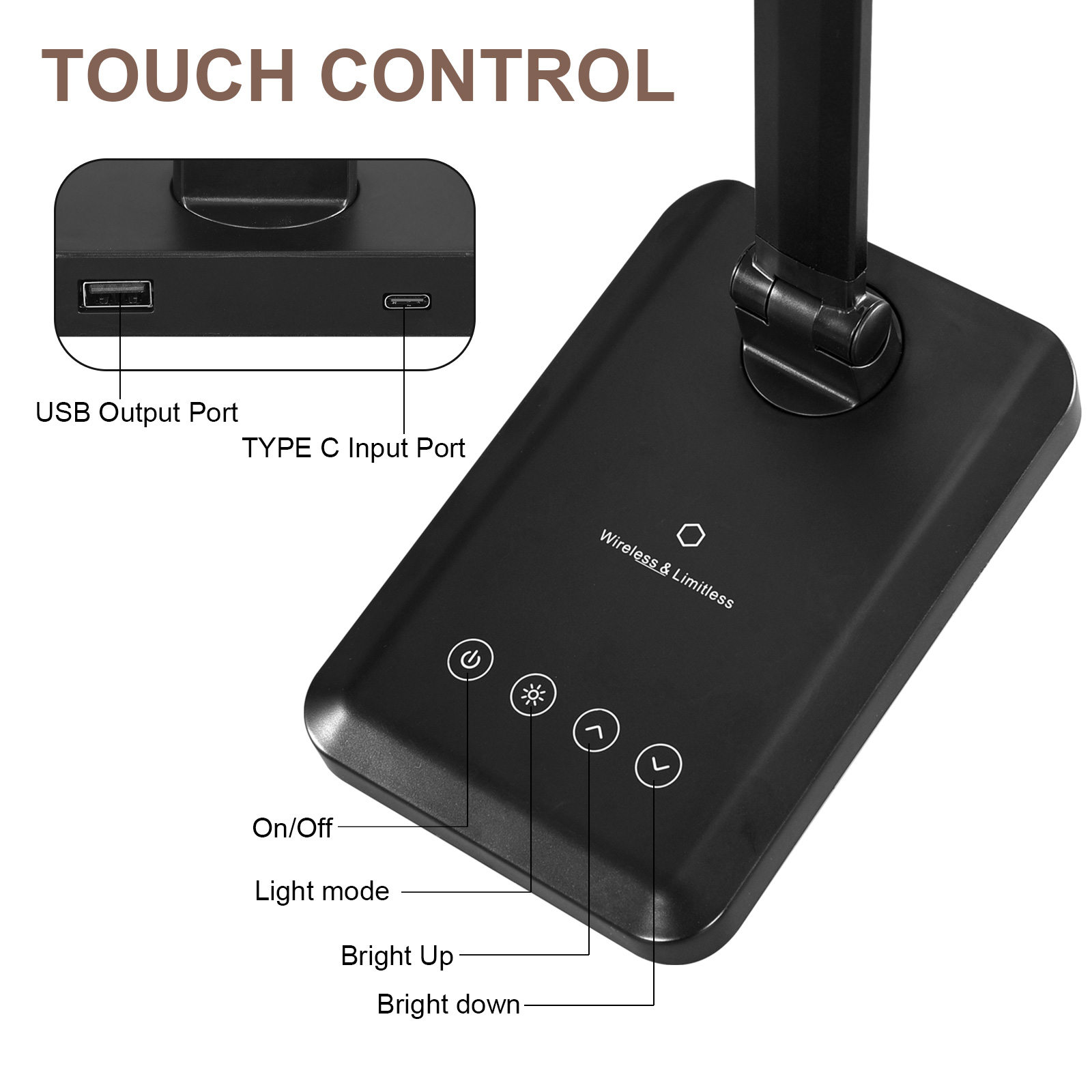RBT RBT-DL-D102-H Modern White Shade Desk Lamp | LED Study Lamp for Home Office Student Reading
