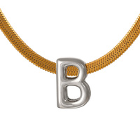 Collier Pendentif Lettre Initiale en Argent Plaqué Or en Acier Titane Étanche pour Femme, Chaîne Serpent, Vente Chaude