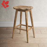 Chaise de bar et tabouret de comptoir en bois massif de chêne, couleur naturelle, design traditionnel, pour la maison, le bureau et les cafés.