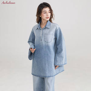 Aschulman <span class=keywords><strong>Ensemble</strong></span> chemise musulmane en jean personnalisé <span class=keywords><strong>Ensemble</strong></span> chemise et <span class=keywords><strong>pantalon</strong></span> <span class=keywords><strong>pour</strong></span> femmes musulmanes Ensembles chemise et <span class=keywords><strong>pantalon</strong></span> en denim 2 pièces islamique modeste <span class=keywords><strong>pour</strong></span> femmes - Product Image 2