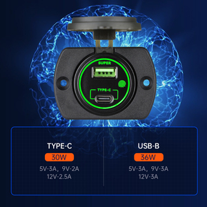 Cargador USB para Auto de 12V 24V OEM, Adaptador de Carga Rápida PD+3.0, Enchufe de Carga Súper Rápida para Vehículo - Product Image 2
