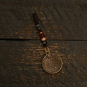 Pendentif porte-clés rond en laiton, motif Bagua des Neuf Palais du Zodiaque, style tibétain vintage, à suspendre à la taille - Product Image 6