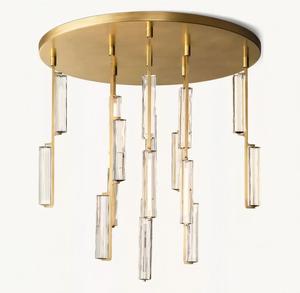 Lámpara de Araña Redonda de Cristal Moderna y Lujosa <span class=keywords><strong>para</strong></span> Comedor, Decoración de Escaleras, Minimalista, de Latón y Cristal, LED Regulable, Garantía de 5 Años - Product Image 3