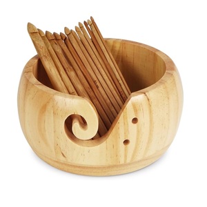 Bol à laine en bois naturel fait main en Inde WOODY24INTO7, écologique, forme ronde, taille personnalisée, style tendance - Product Image 1