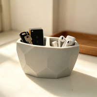 Support de bureau multifonctionnel en résine à double compartiment, faite à la main, écologique, à facettes, pour brosses à dents, pinceaux de maquillage et stylos, idéal pour la cuisine