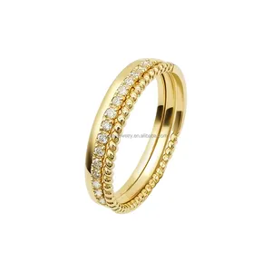 고급 보석 반지 AU585 14K 진짜 옐로우 골드 다이아몬드 반지 웨딩 약혼 보석 도매