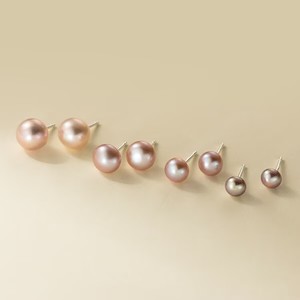 925 <strong>Silver</strong> 6MM 8MM Natural Pink Purple Pearl Earrings Jewelry for Women S925 Sterling <strong>Silver</strong> White Freshwater Pearl Earring <strong>Stud</strong> - Product Image 4