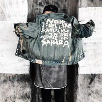 Mùa Thu Mùa Đông In Ấn Thời Trang Mens Jean Áo Khoác Đường Phố Mặc Nặng Rửa Denim Cổ Điển Jacket Cho Người Đàn Ông Bán Buôn Quần Áo