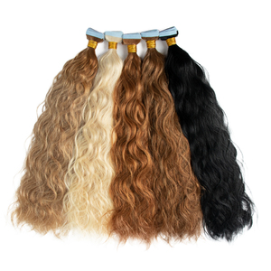 Cinta de calidad superior sin procesar en el cabello 100% Extensión de cabello humano de <span class=keywords><strong>Europa</strong></span> alineada con cutícula Cinta invisible rizada Ins para salón - Product Image 2