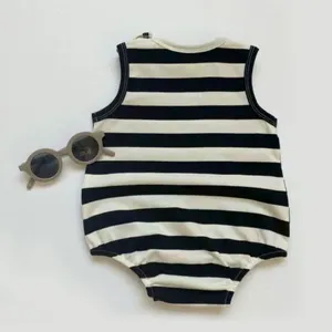 Mameluco sin mangas para bebé, verano 2026, con estampado completo de estrellas de mar a rayas, para bebés niños y niñas, personalizable - Product Image 3