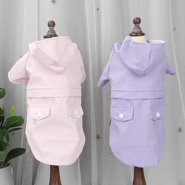 Trench Dog Rain Jacket - Cape - Vest With Stretchy Organic Rain Proof Fabric & Detachable Hoodie