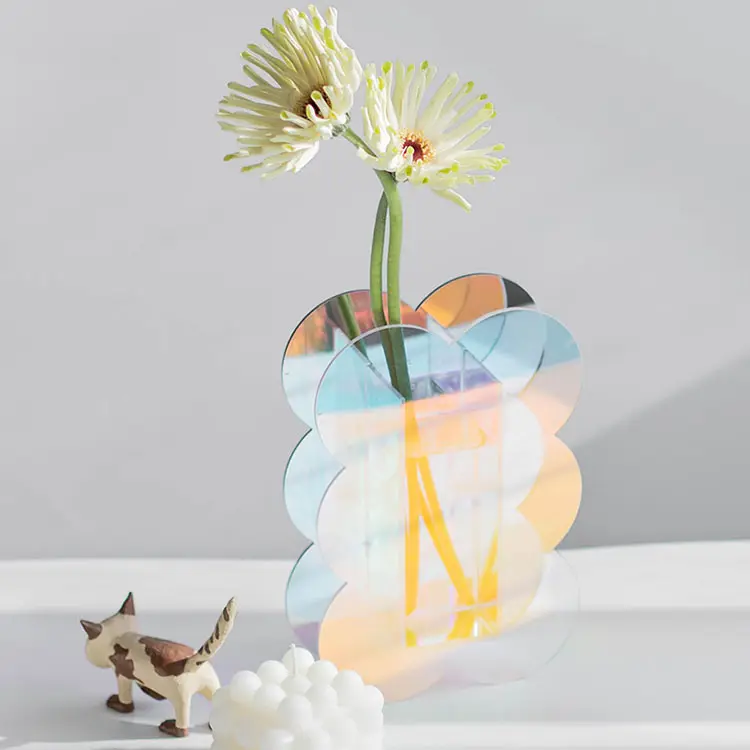 Vas akrilik warna-warni ruang tamu ruang makan ornamen Desktop bunga