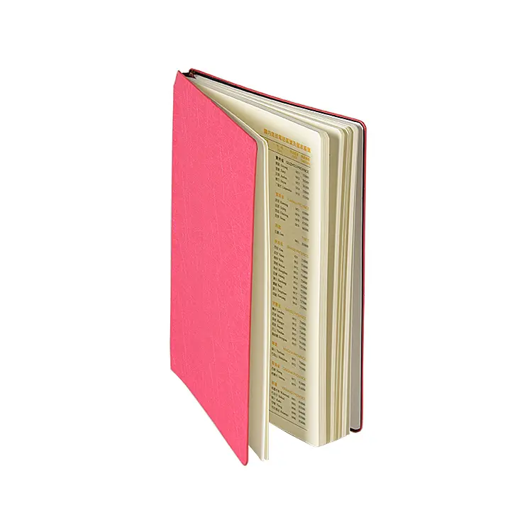Tapa dura A5 Rosa PU cuaderno de cuero personalizado con logotipo con la pluma