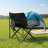 Chaise lune portable OEM d'usine à dossier bas, en métal et tissu, avec poche latérale, pliable, pour camping, pêche et plage en extérieur