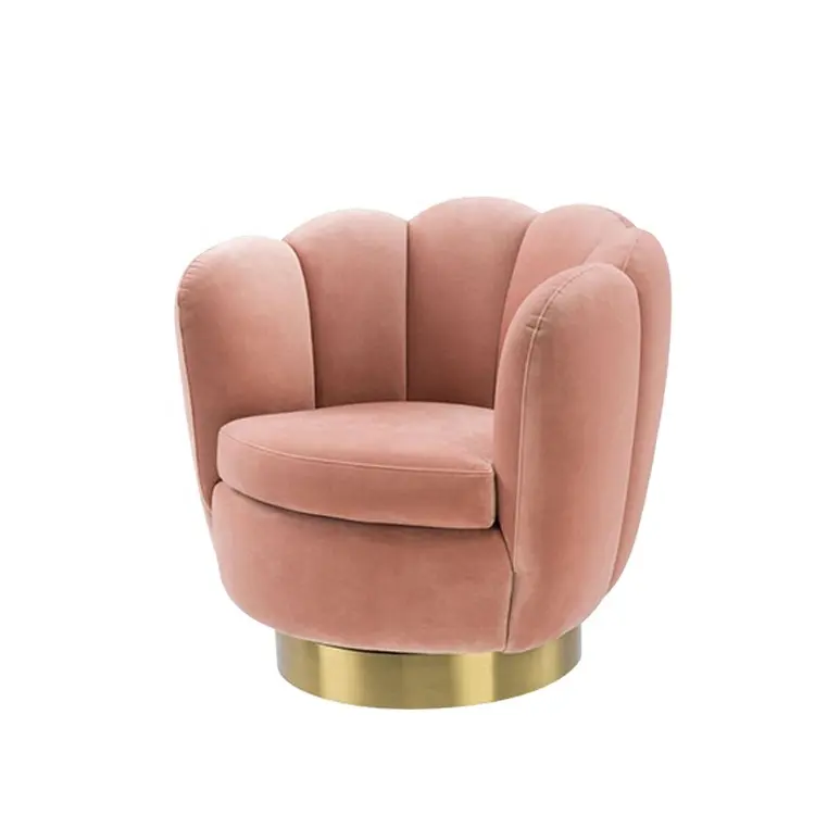 Распродажа, мебель для гостиной, роскошный мягкий бархатный одноместный диван в форме цветка с поворотным золотым основанием