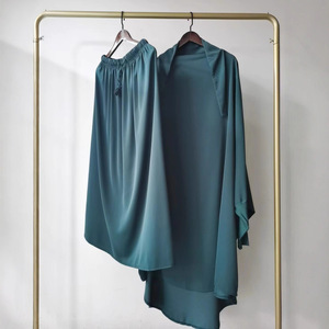 Robe de mariée décontractée pour femmes en polyester, deux pièces, grande <span class=keywords><strong>taille</strong></span>, manches longues, couleur unie, longueur cheville - Product Image 1