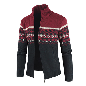 Cardigan en cachemire tricoté <span class=keywords><strong>d</strong></span>'<span class=keywords><strong>hiver</strong></span> sur mesure avec logo personnalisé 2026, veste zippée ajustée pour <span class=keywords><strong>homme</strong></span>, col montant, pull tricoté - Product Image 2