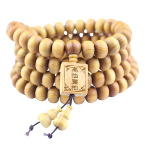 Bracelet de perles Abacus en cyprès huilé de haute qualité, 108 perles 8x12mm, bijoux en bois vieilli, origine Hangzhou - Product Image 5