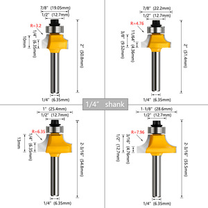 Rounded Corner <b>Cutter</b> 6.35mm Shank Woodworking Milling <b>Cutter</b> Set For Timber <b>Edge</b> Trimming R Angle Cutting - Product Image 5