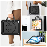 Étui Defender hybride en plastique et silicone avec bandoulière pour iPad Air 13 2024 M2 poignée rotative 360 intégrée